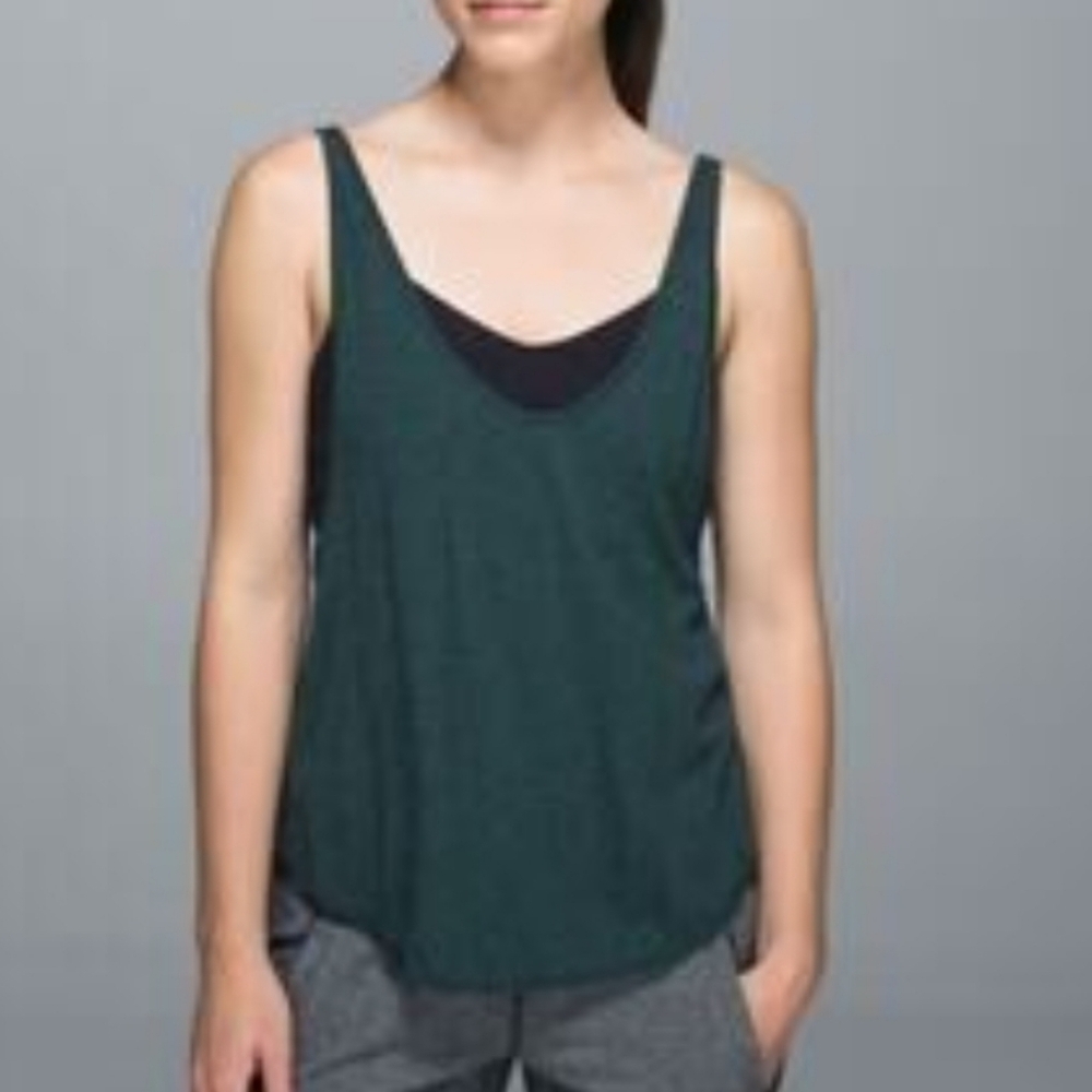 lululemon athletica Cross Back Dark Green Tank Top Size Small